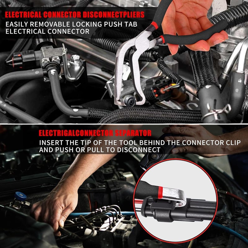 BCJCLTS 4 Pieces Electrical Disconnect Pliers for Cars, Electrical Connector Separator Tool and Automotive Electrical Connector Disconnect Pliers,Fuel Line Petrol Clip (Black 4 PCS) - Image 3